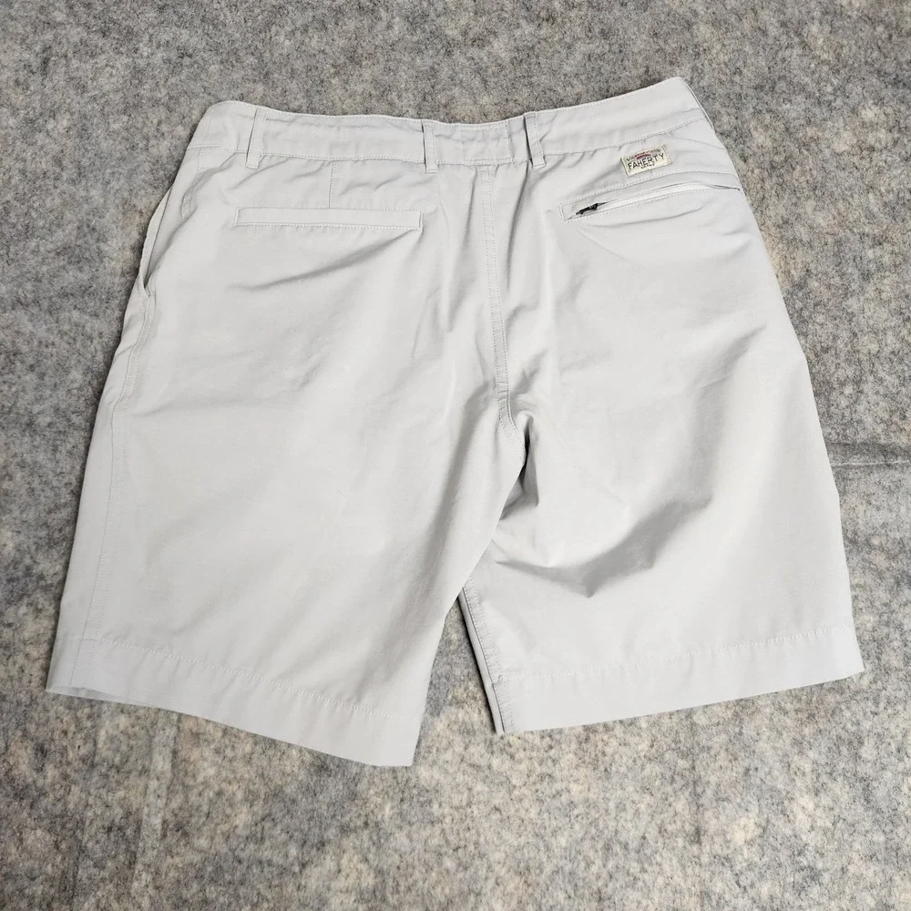 Faherty All Day Shorts Men 32 W 9 I Khaki Beige Golf Chino Drawstring Preppy